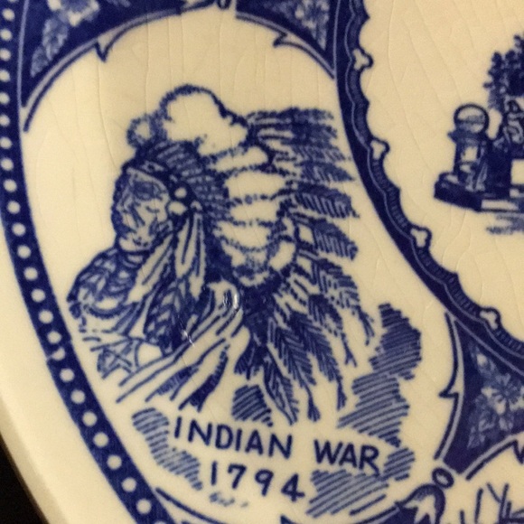 Vintage Ohio 1960s Tourist Souvenir Blue & White Ceramic Plate Collector Decor - Picture 4 of 17